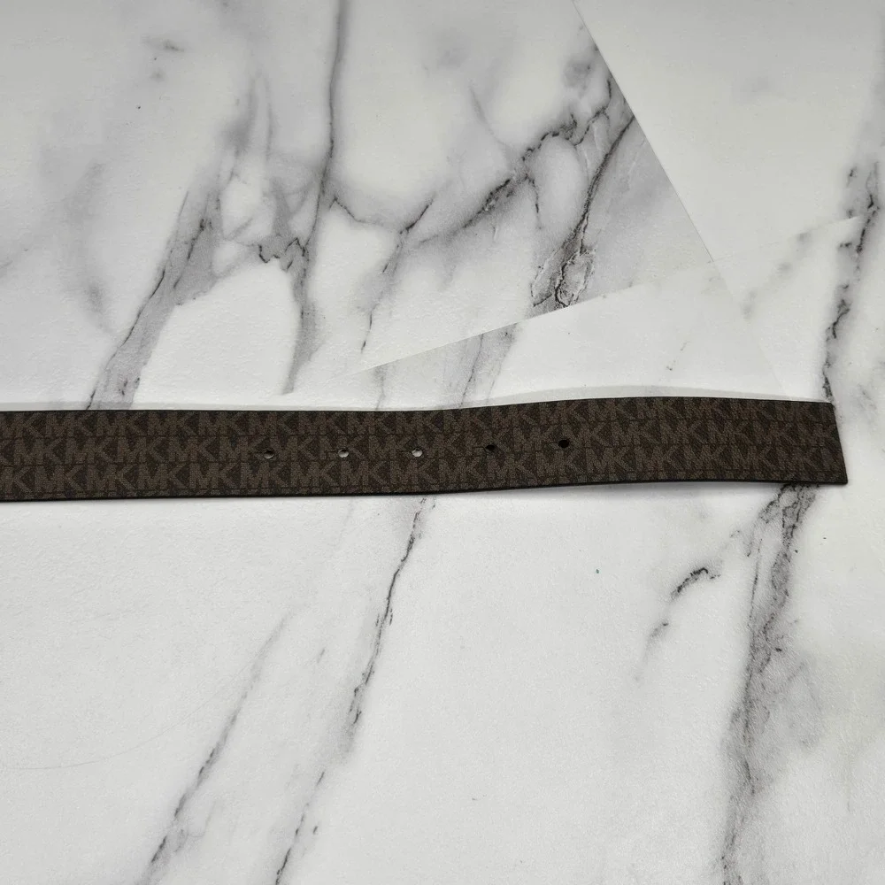 Michael Kors Reversible Twist Belt MK Logo Brown Black Gold XL 551342